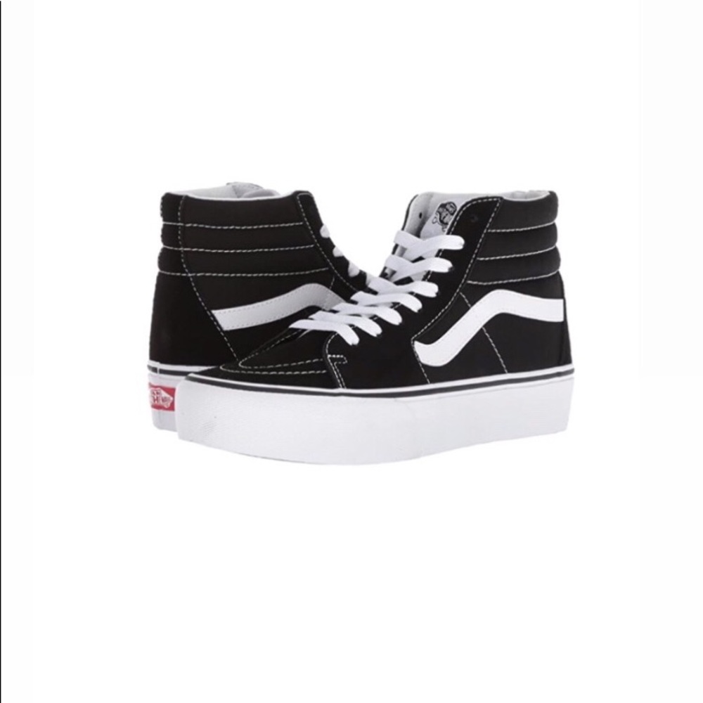 Black and white platform vans